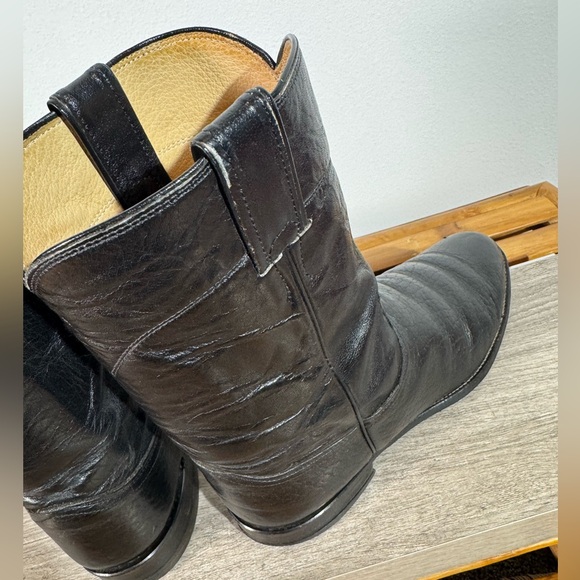 Vintage Justin Boots Men's 3187 Soft Bullhide Leather Roper Boots Size 10 D USA - Picture 12 of 16